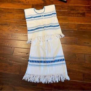 Woven Oaxacan Mexican embroidered huipil top & skirt small-medium